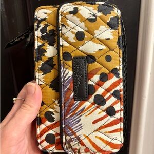 Vera Bradley Quilted Zip Wallet in Mustard Multi Abstract Print
